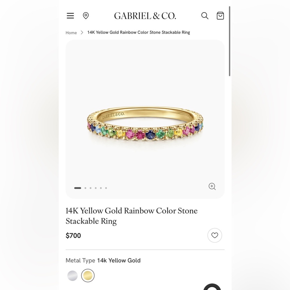 Gabriel & Co. Yellow Gold Multicolor Stone Ring